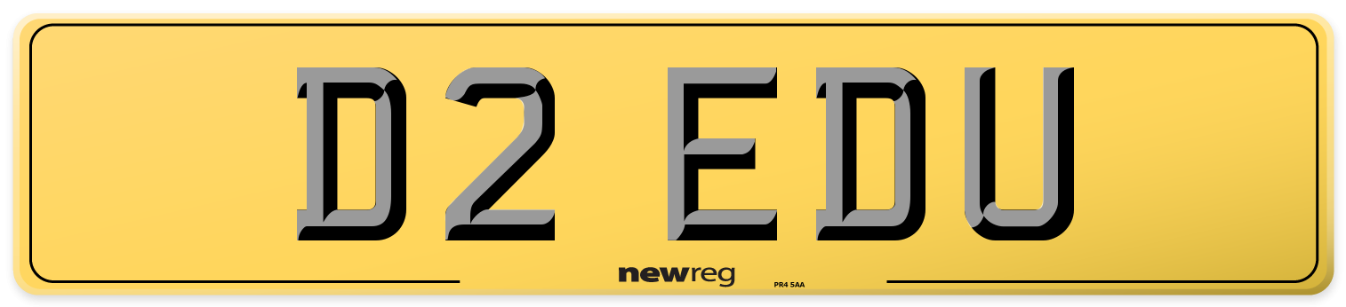 D2 EDU Rear Number Plate