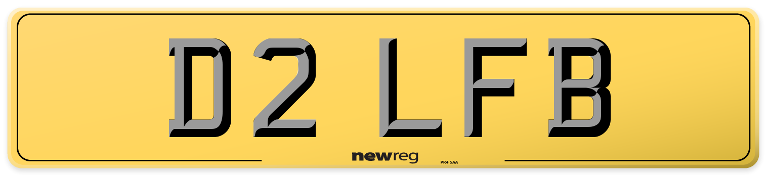 D2 LFB Rear Number Plate