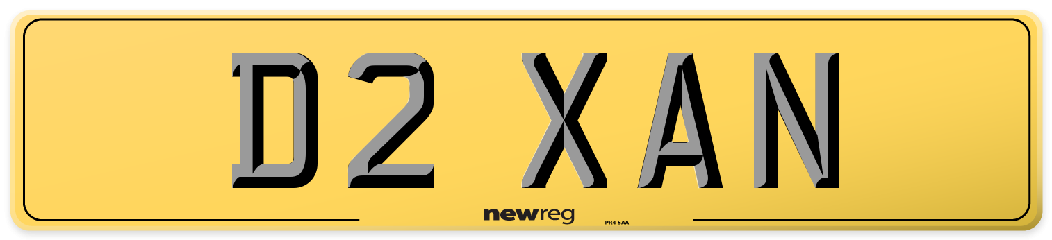D2 XAN Rear Number Plate