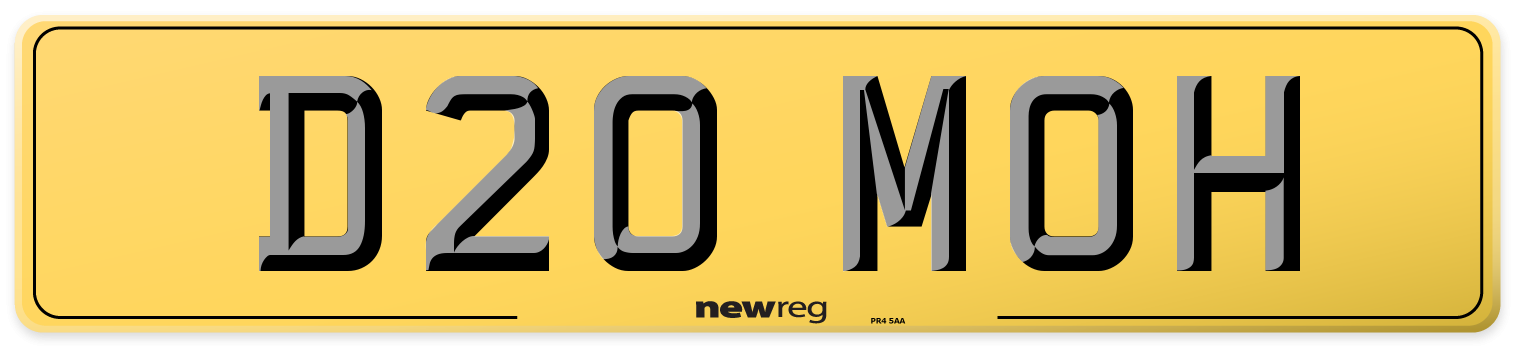 D20 MOH Rear Number Plate