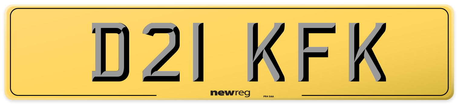 D21 KFK Rear Number Plate