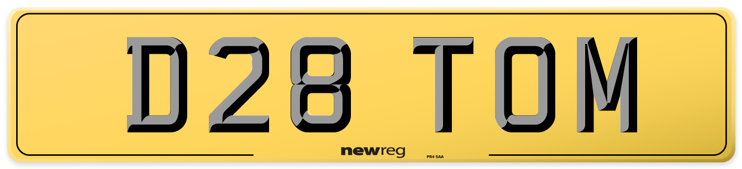 D28 TOM Rear Number Plate