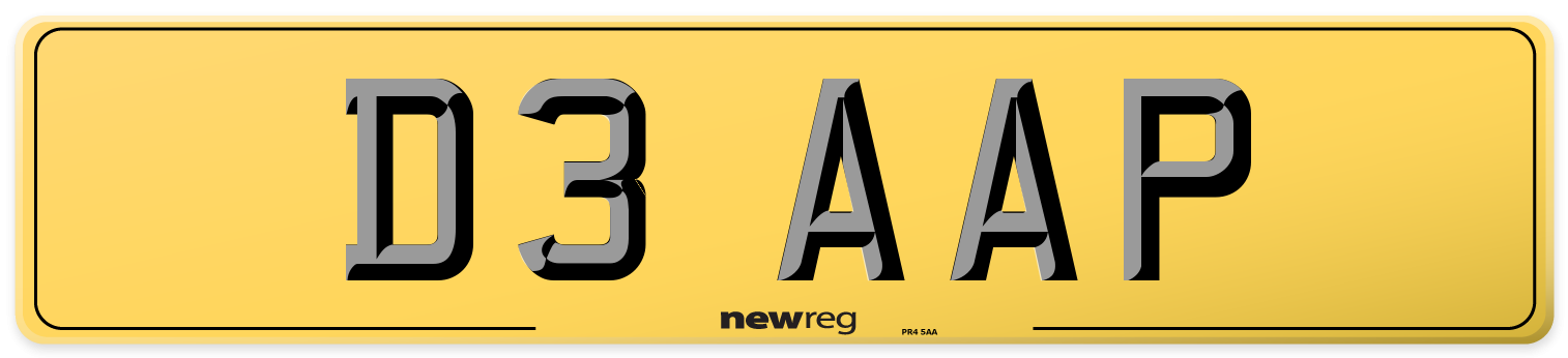 D3 AAP Rear Number Plate