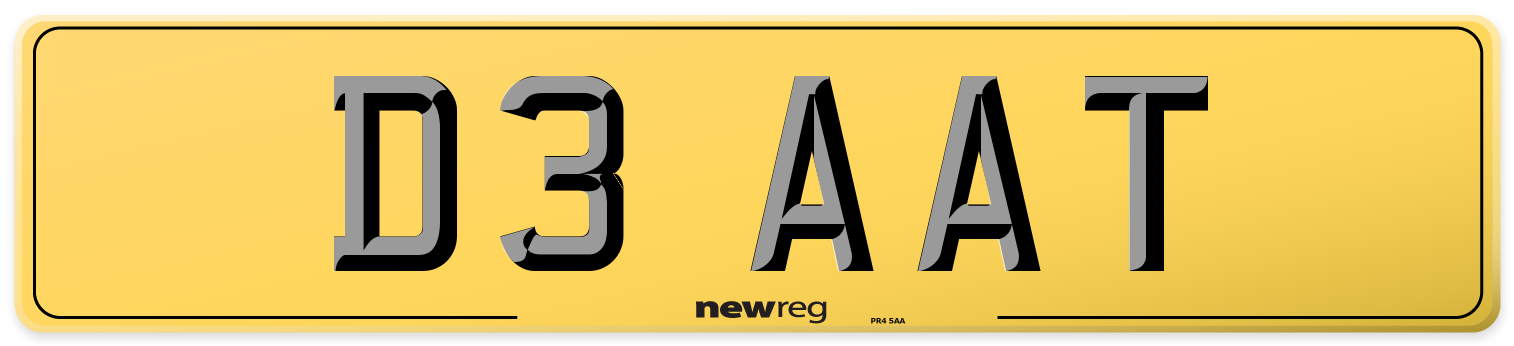 D3 AAT Rear Number Plate