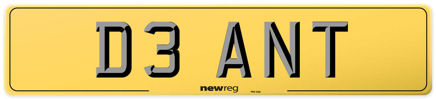 D3 ANT Rear Number Plate