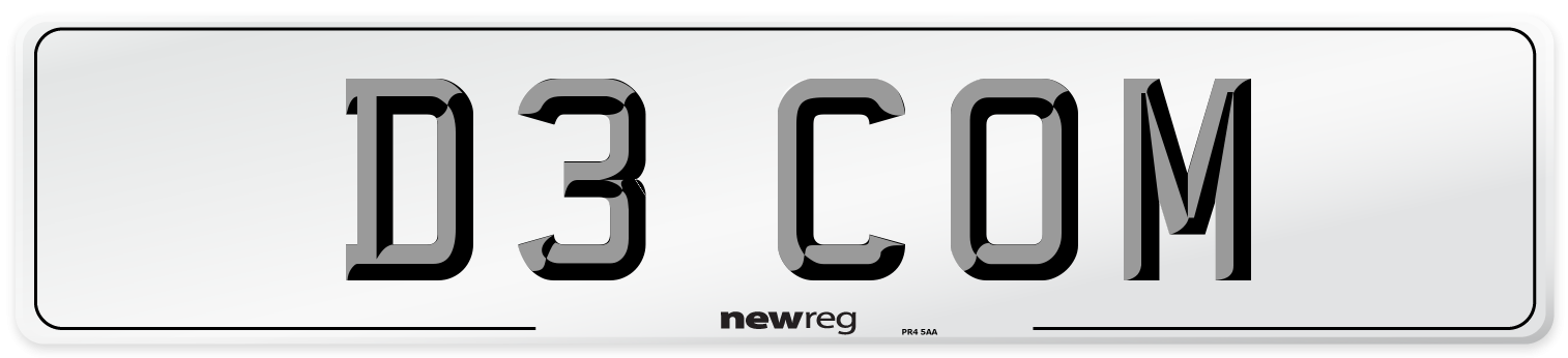 D3 COM Front Number Plate