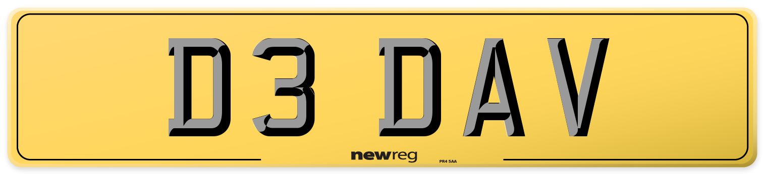 D3 DAV Rear Number Plate