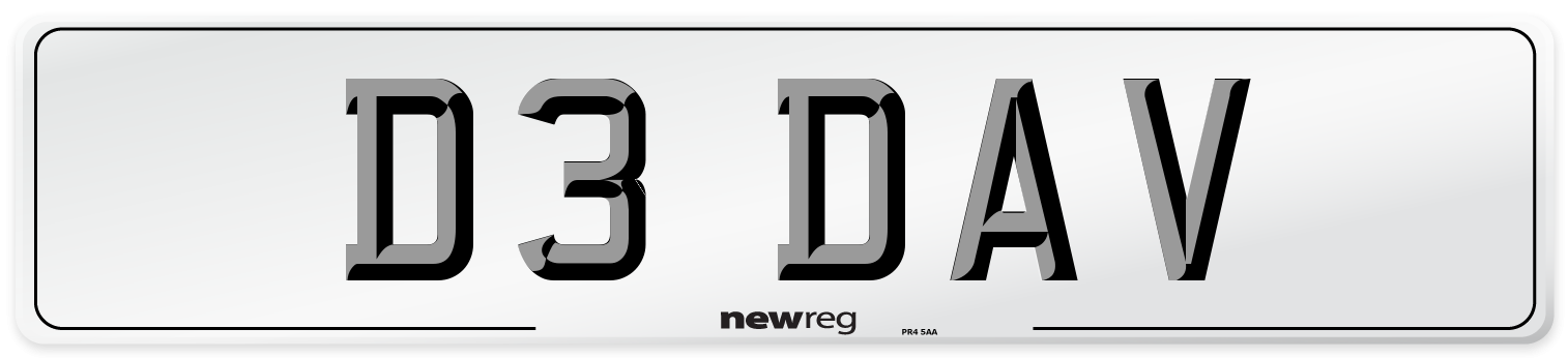 D3 DAV Front Number Plate