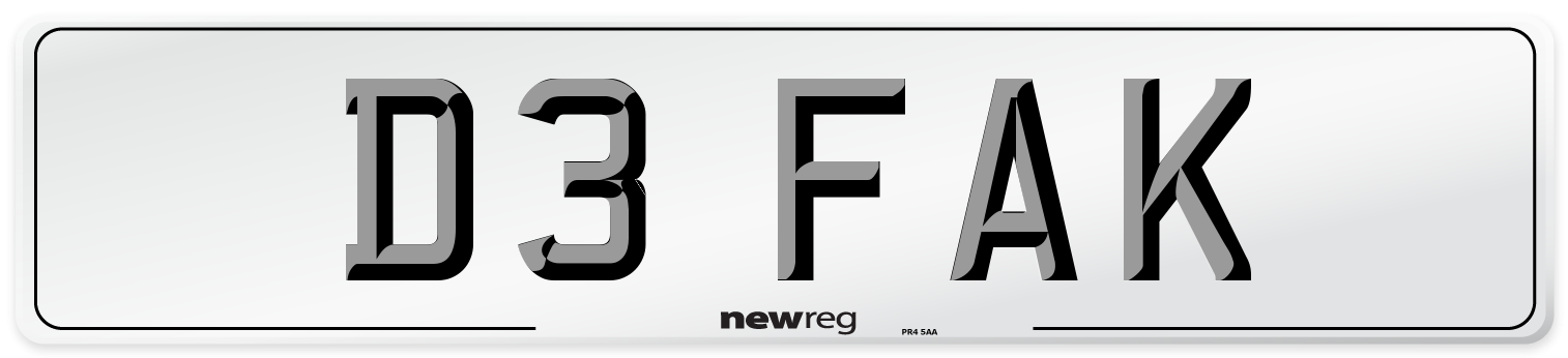 D3 FAK Front Number Plate