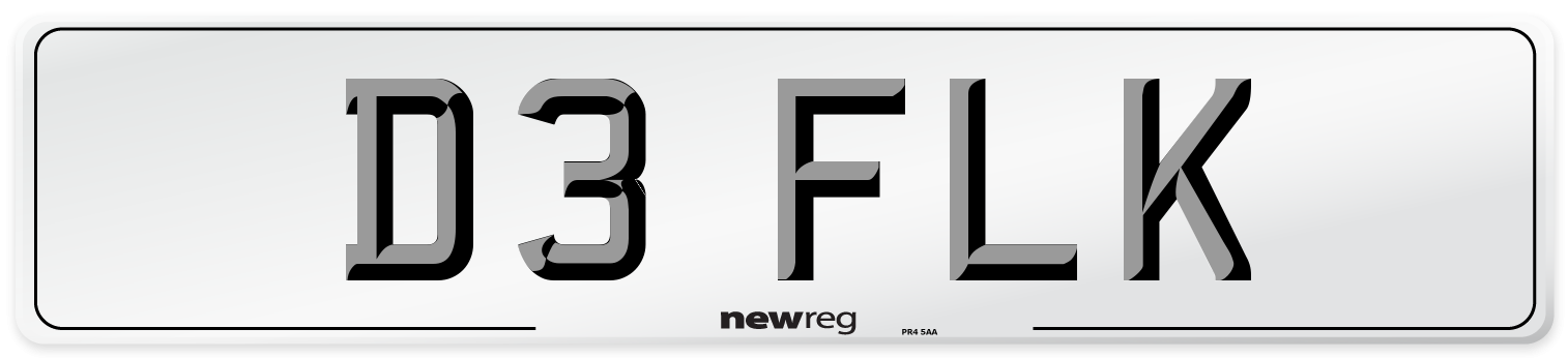 D3 FLK Front Number Plate
