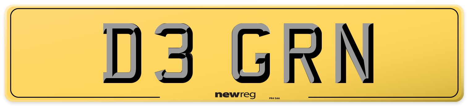 D3 GRN Rear Number Plate