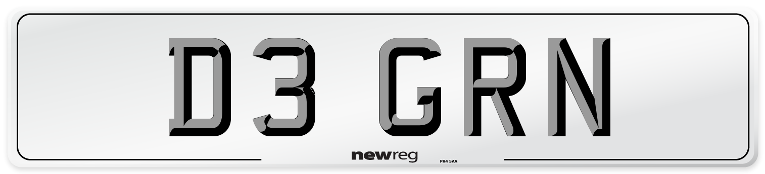 D3 GRN Front Number Plate