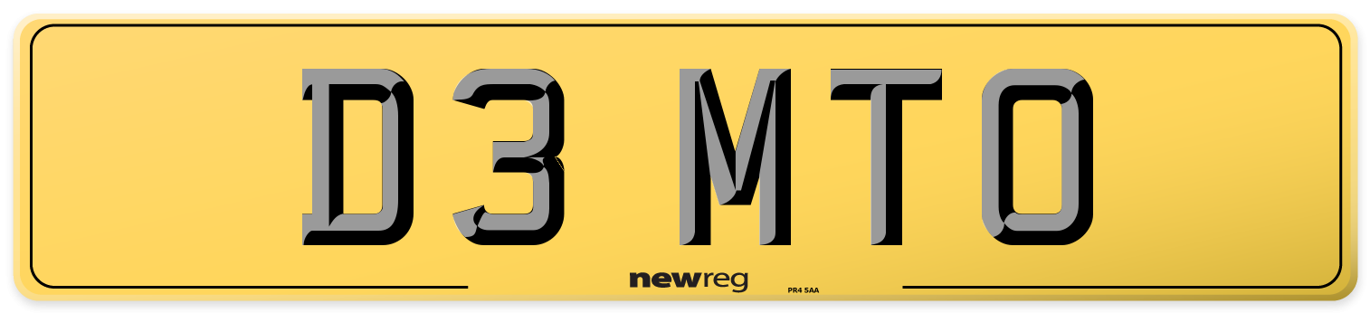 D3 MTO Rear Number Plate