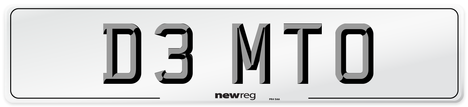 D3 MTO Front Number Plate