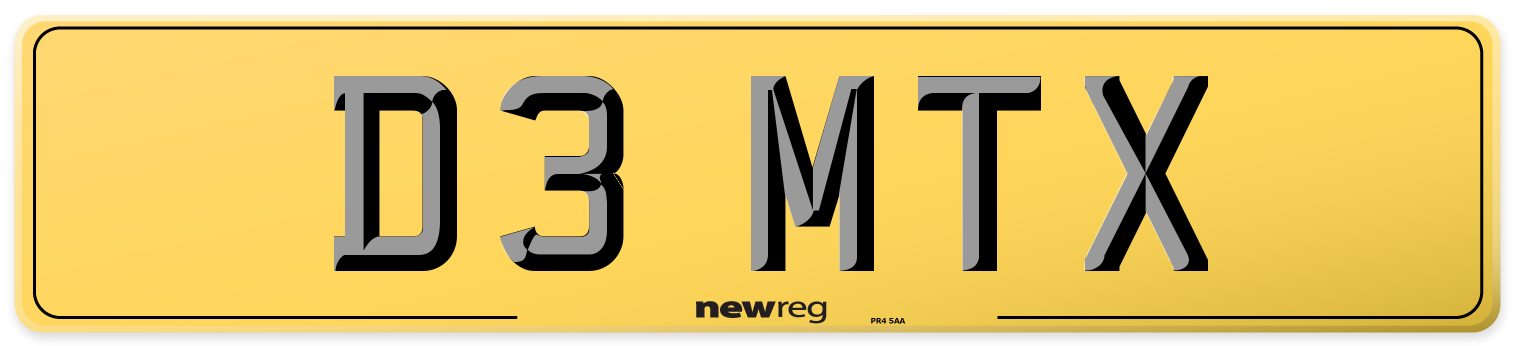 D3 MTX Rear Number Plate