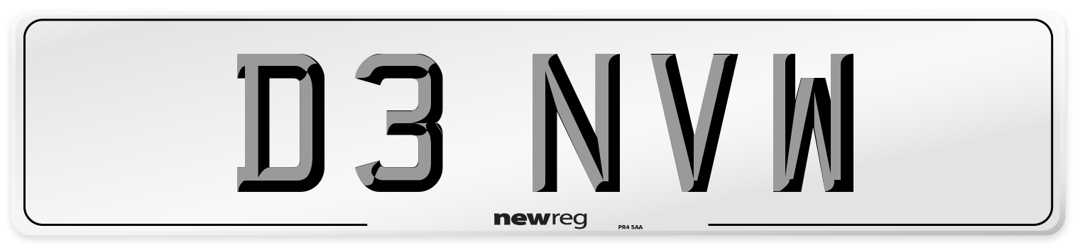 D3 NVW Front Number Plate