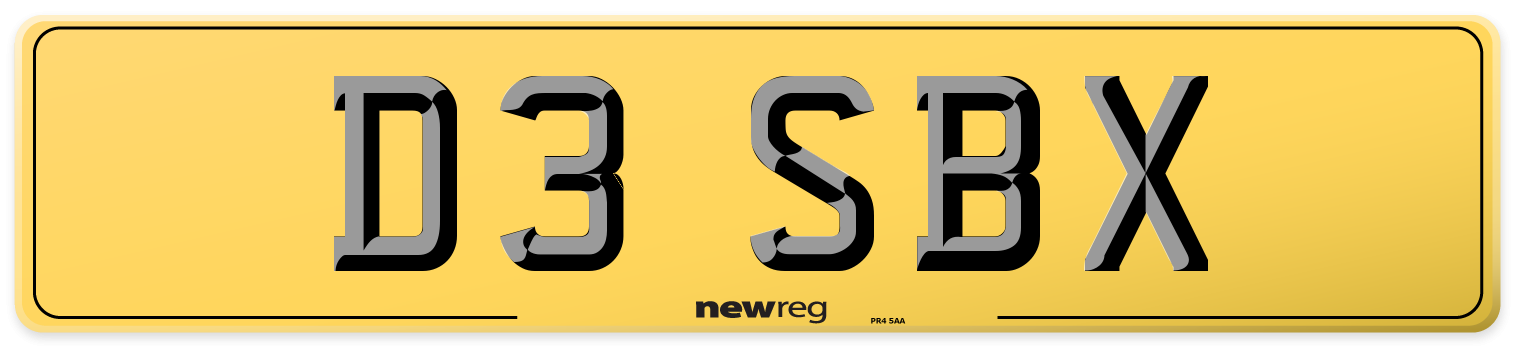 D3 SBX Rear Number Plate