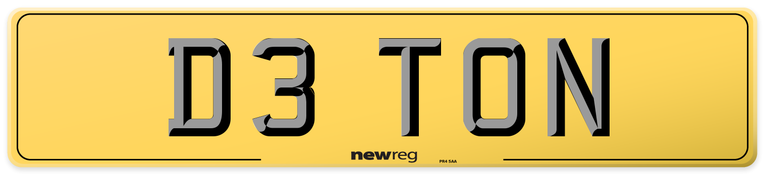 D3 TON Rear Number Plate