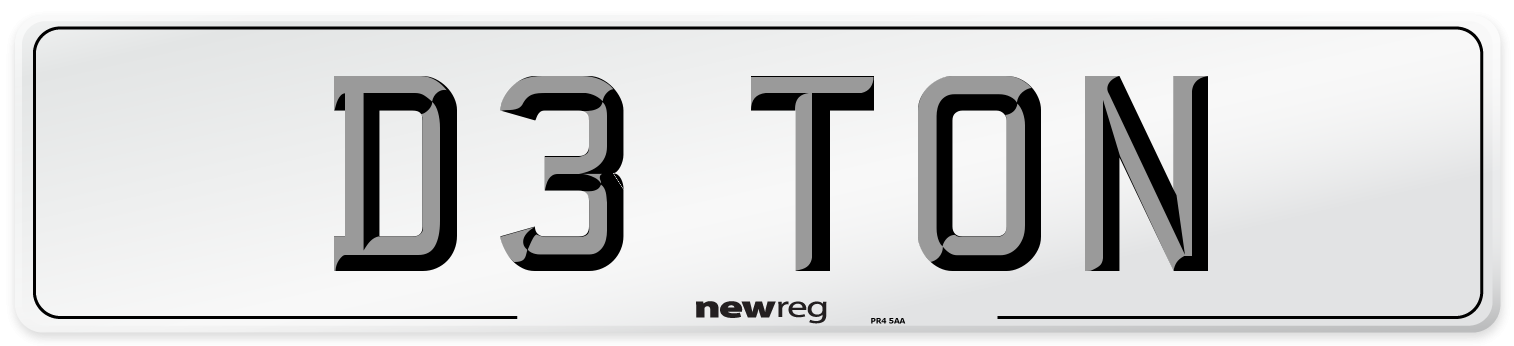 D3 TON Front Number Plate