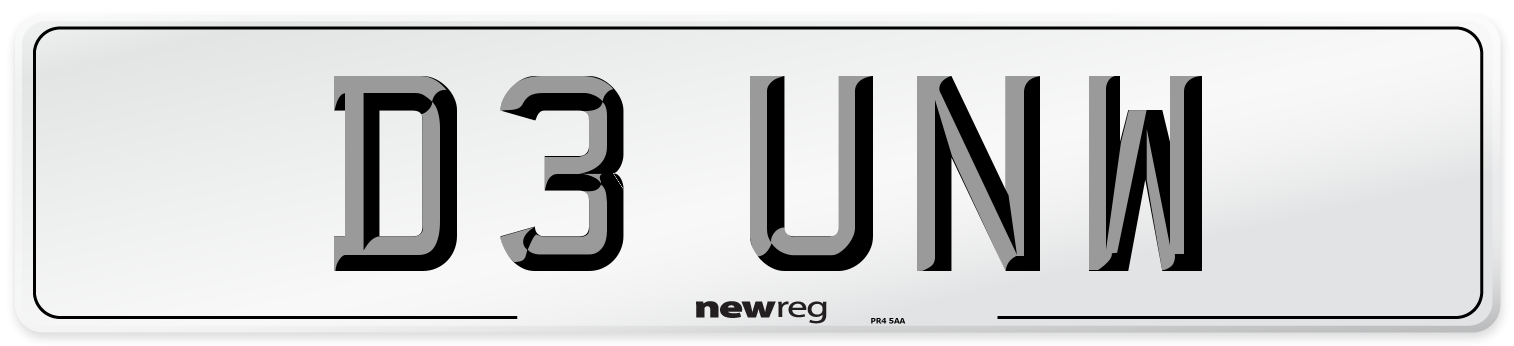 D3 UNW Front Number Plate