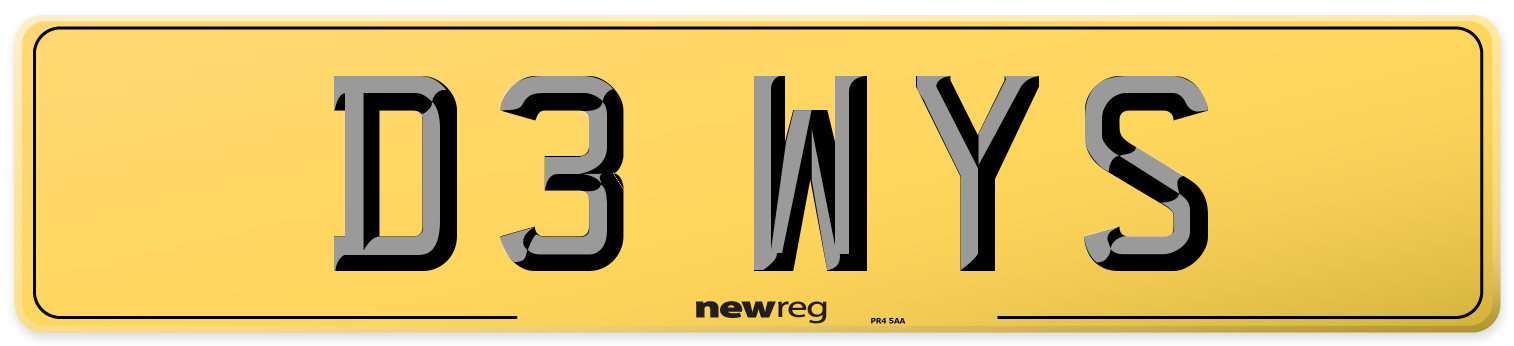 D3 WYS Rear Number Plate