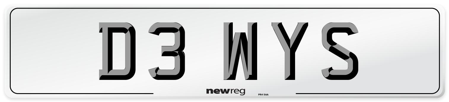 D3 WYS Front Number Plate