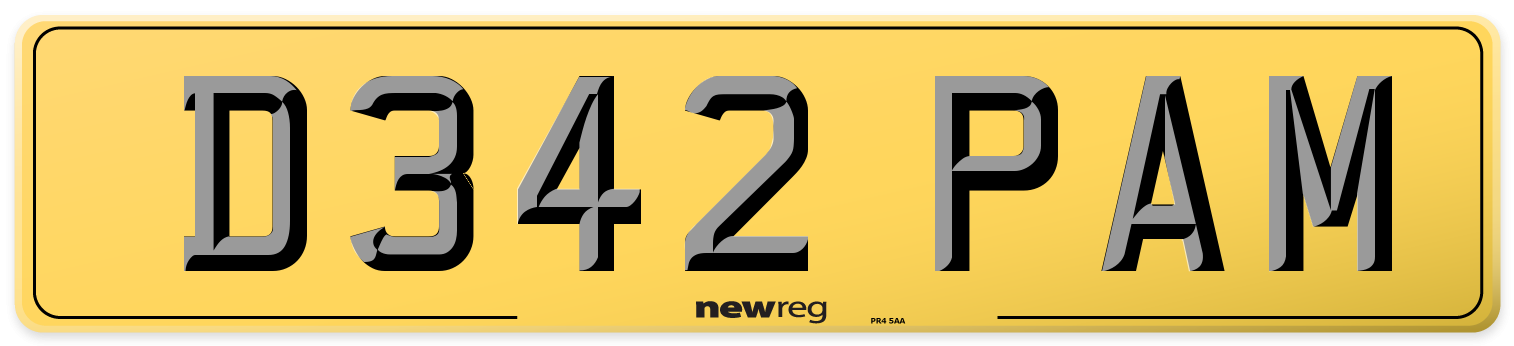 D342 PAM Rear Number Plate