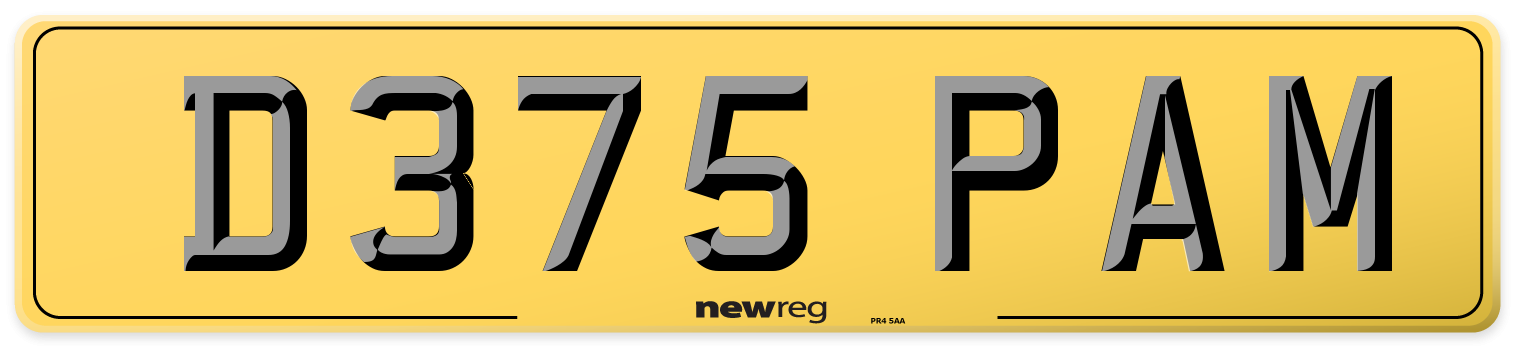D375 PAM Rear Number Plate