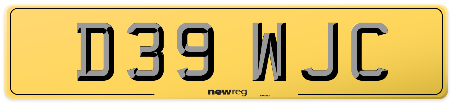 D39 WJC Rear Number Plate