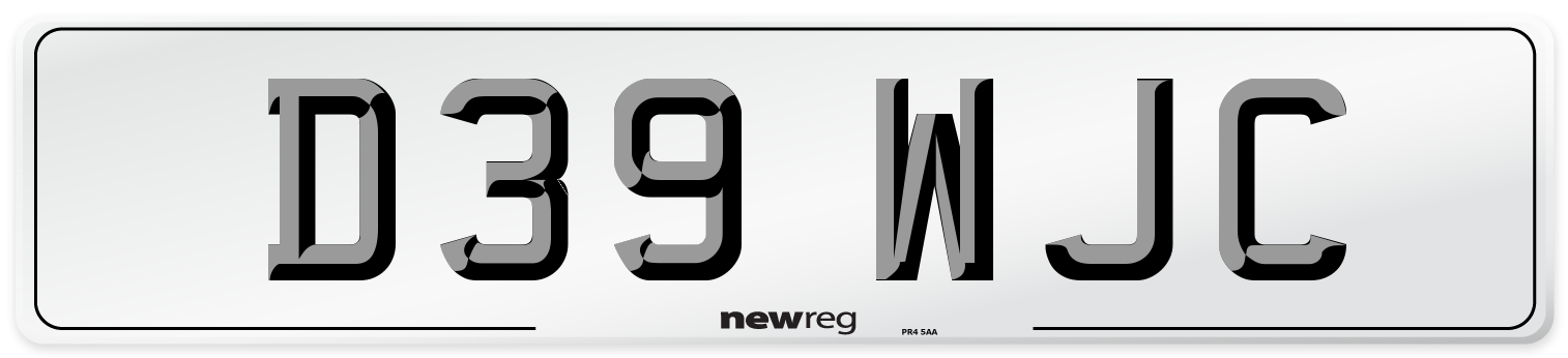 D39 WJC Front Number Plate