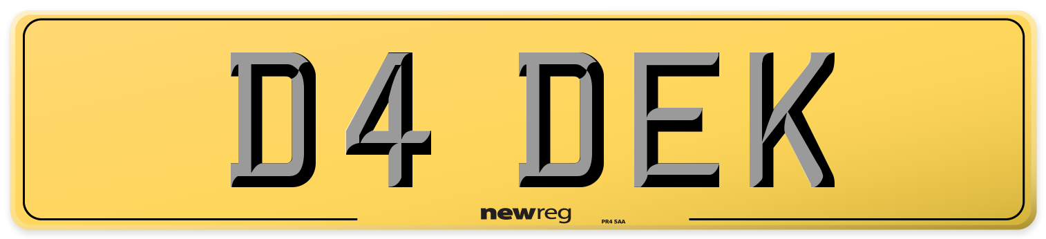 D4 DEK Rear Number Plate