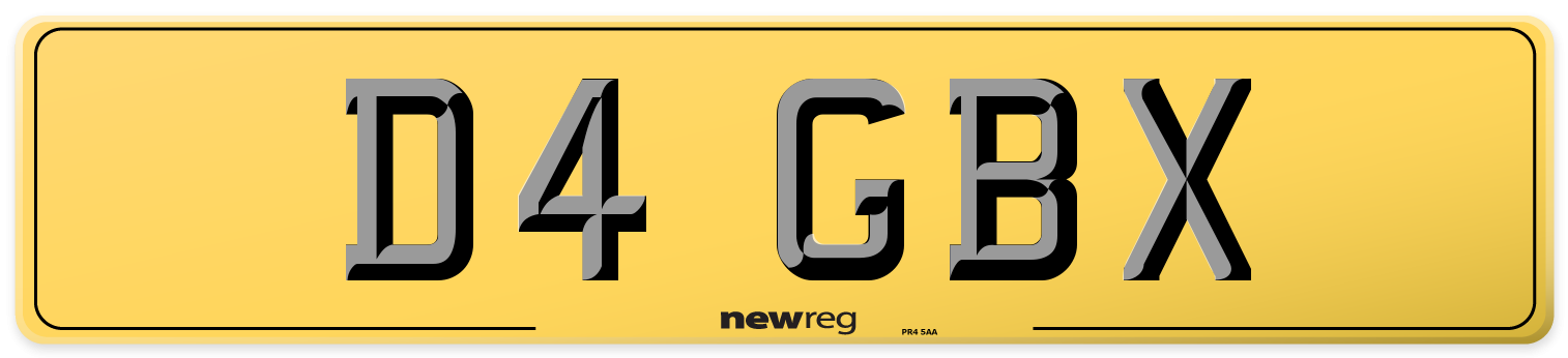 D4 GBX Rear Number Plate