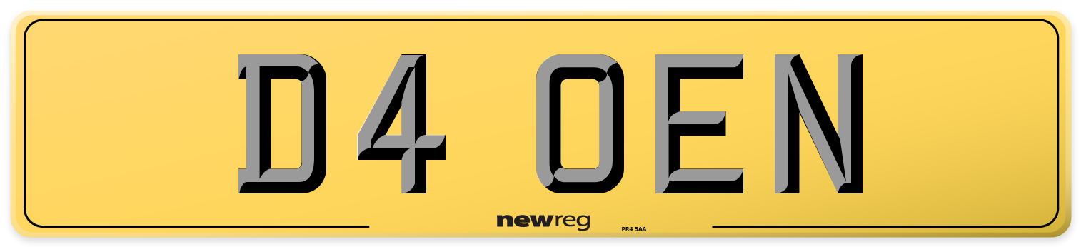 D4 OEN Rear Number Plate