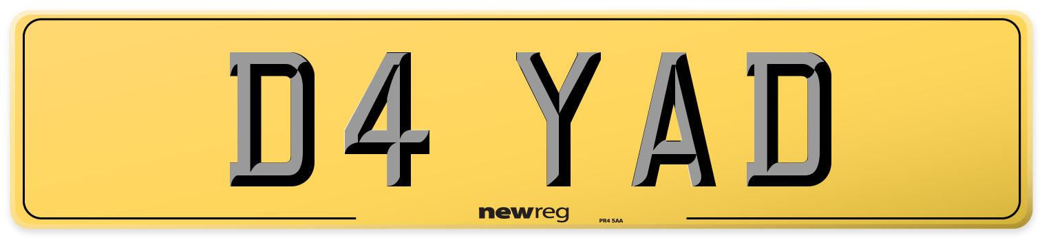 D4 YAD Rear Number Plate
