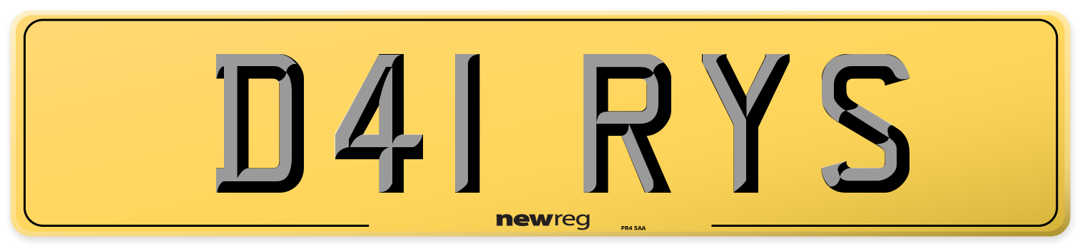D41 RYS Rear Number Plate