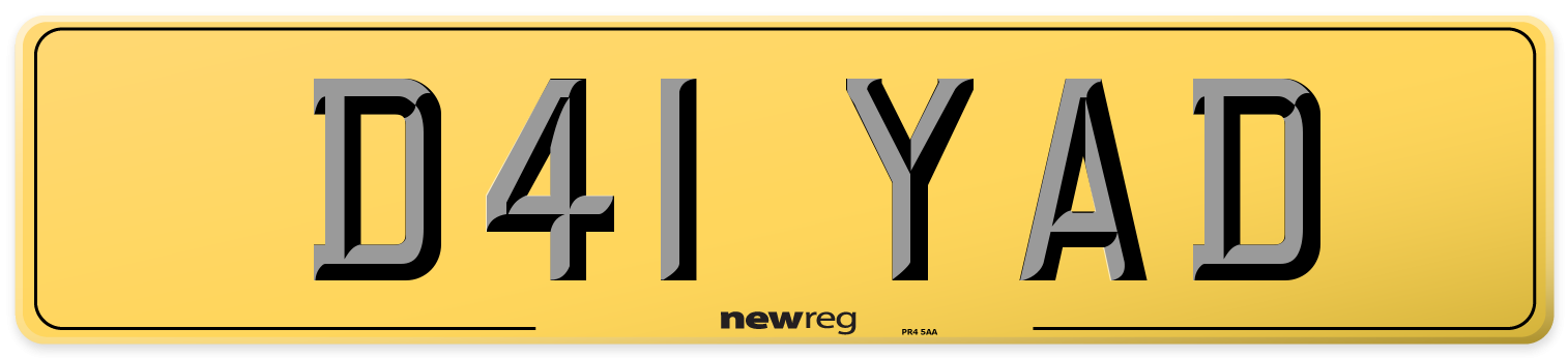 D41 YAD Rear Number Plate