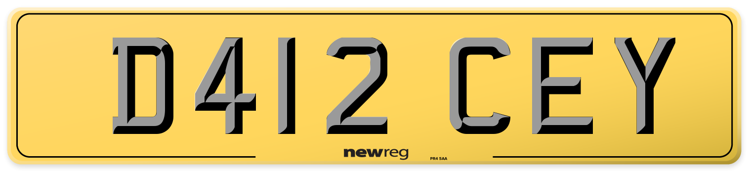 D412 CEY Rear Number Plate
