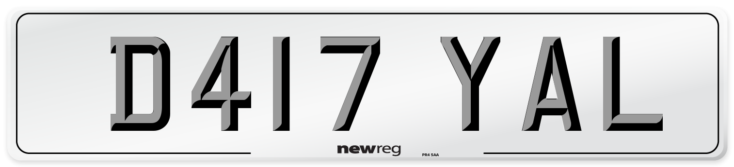 D417 YAL Front Number Plate