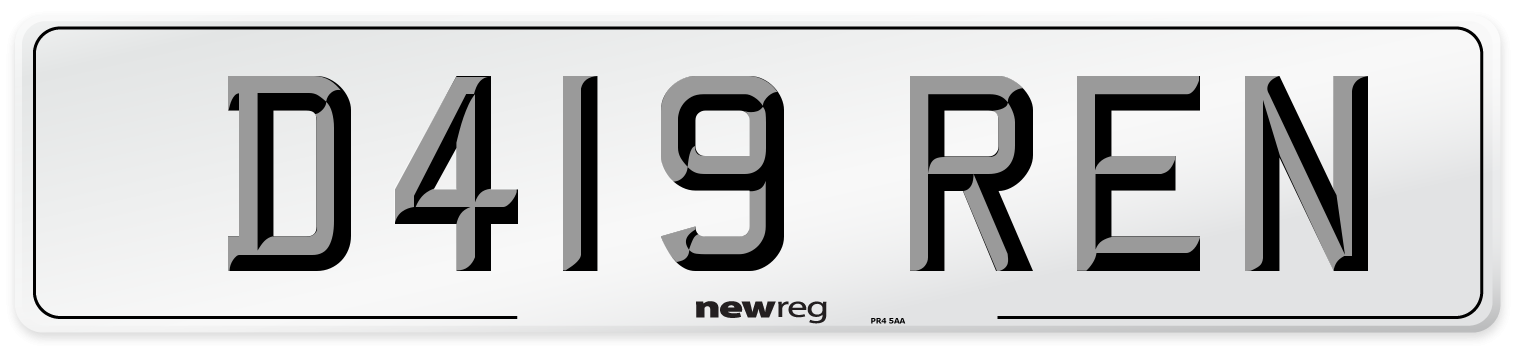 D419 REN Front Number Plate