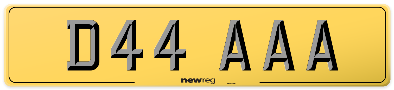 D44 AAA Rear Number Plate