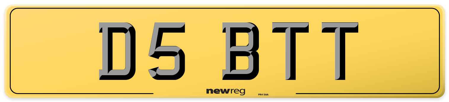 D5 BTT Rear Number Plate