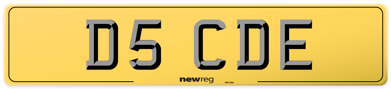D5 CDE Rear Number Plate
