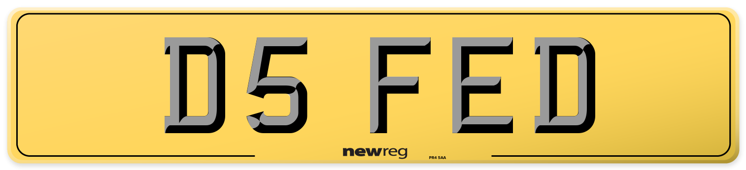D5 FED Rear Number Plate