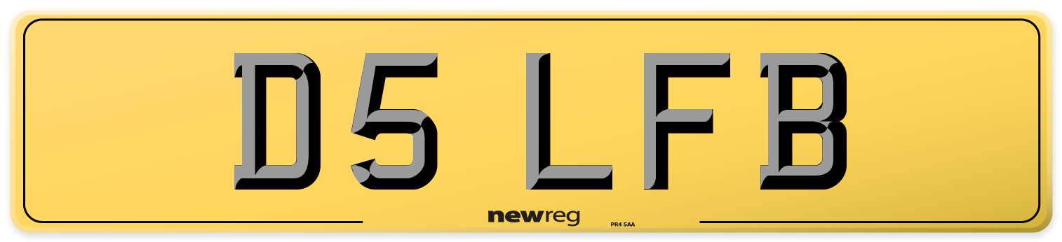 D5 LFB Rear Number Plate