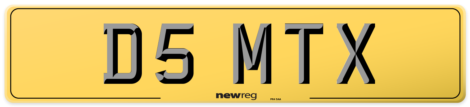 D5 MTX Rear Number Plate