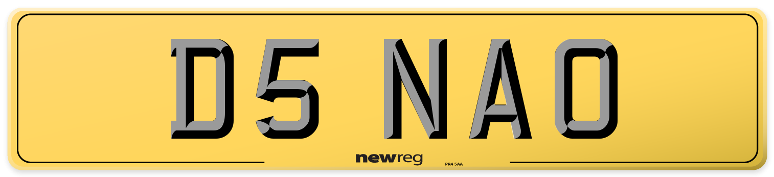 D5 NAO Rear Number Plate