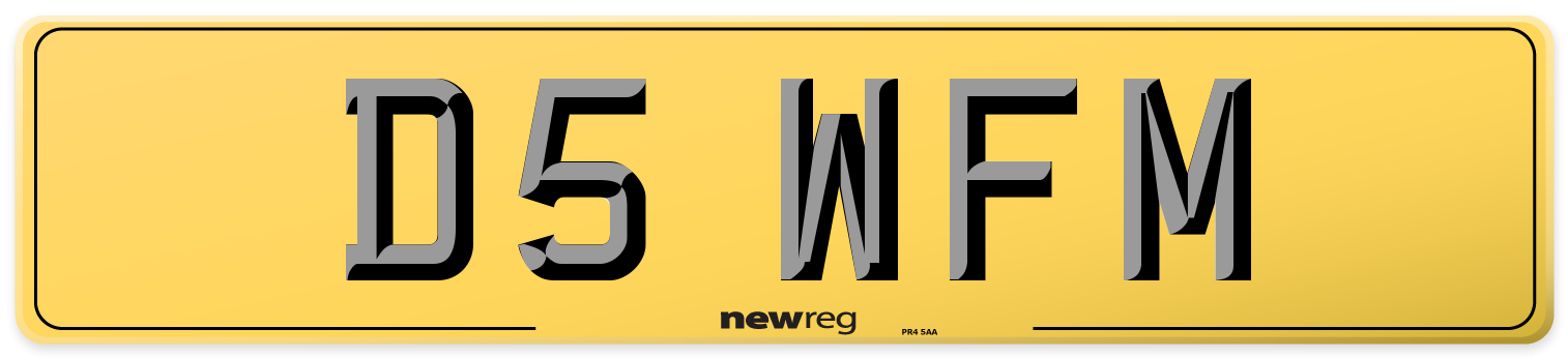 D5 WFM Rear Number Plate