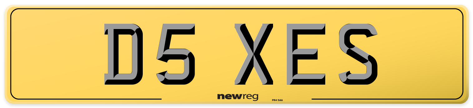 D5 XES Rear Number Plate