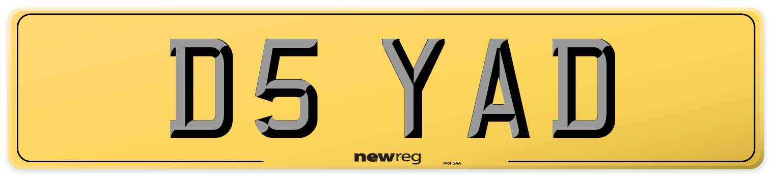 D5 YAD Rear Number Plate