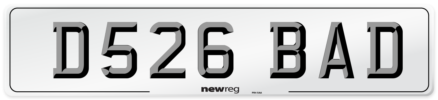 D526 BAD Front Number Plate